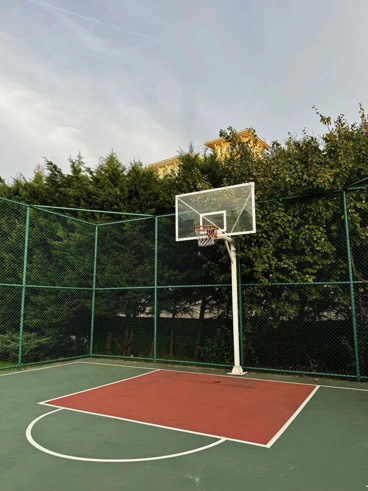 Outdoor basketball court background reference